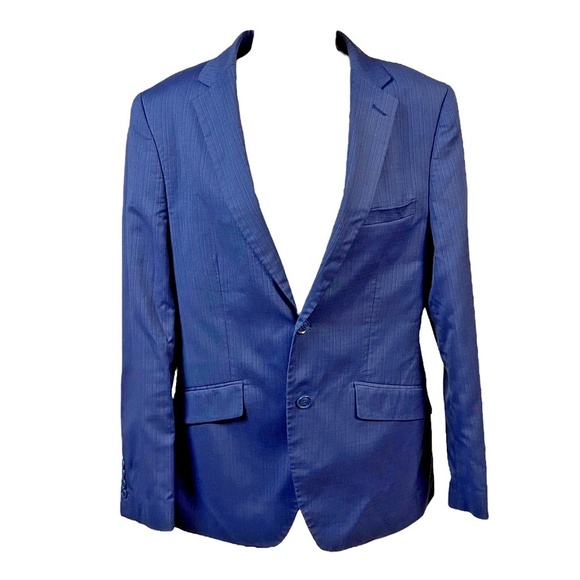 Lineage Sport Coat Blue Stripes Notch Lapel 2-Button Performance Stretch Men 38R - Picture 1 of 8